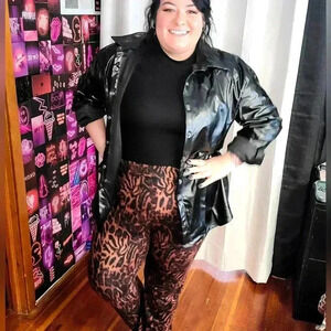 Plus Size Faux Leather Shacket